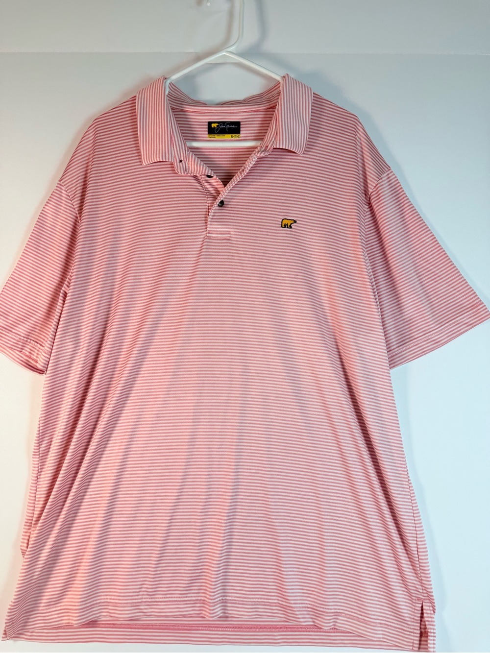 Jack Nicklaus Men’s XL Pink Striped Performance Golf Polo